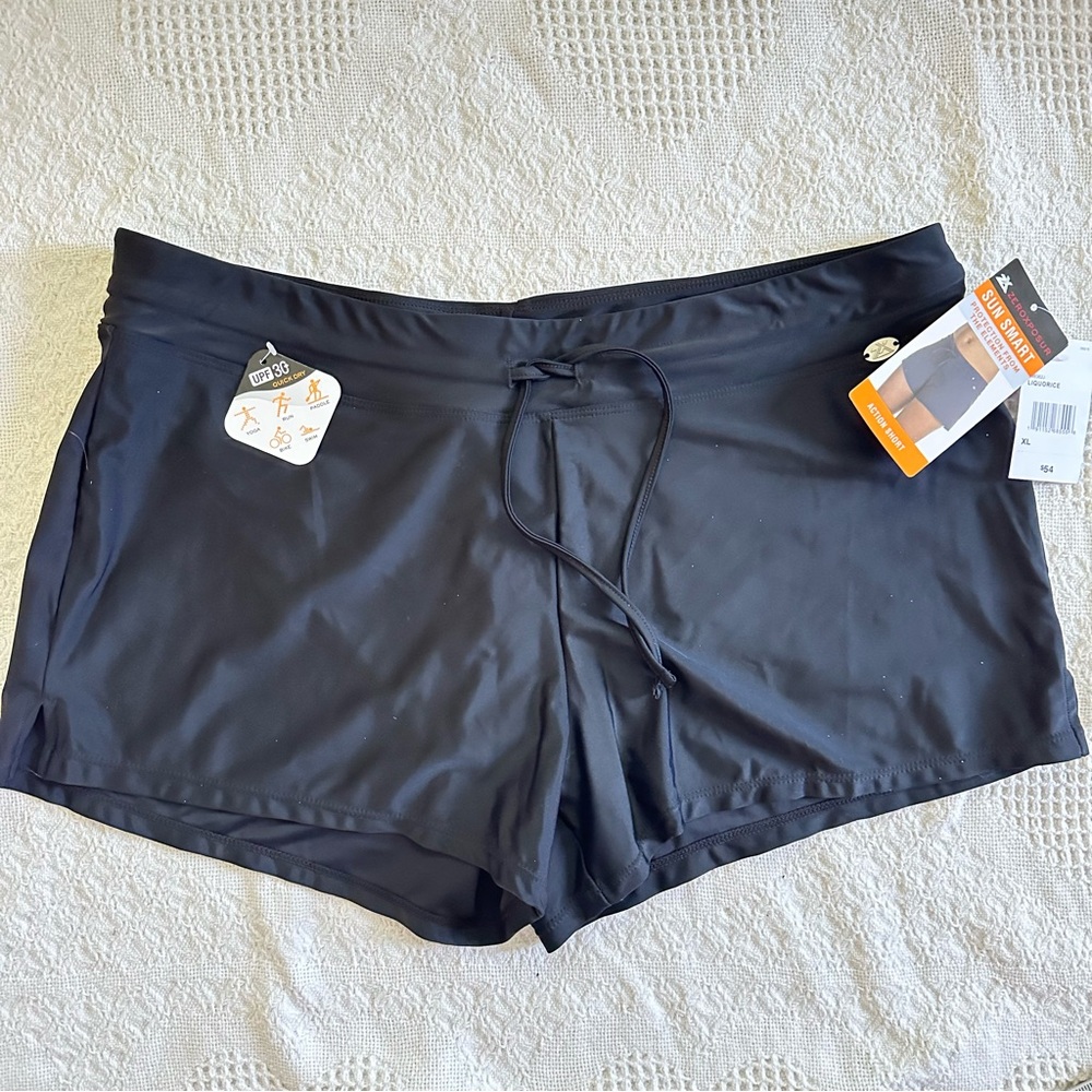 NWT Women's Black Swim Shorts Size XL